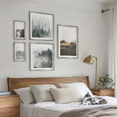 Set de 5 cuadros para salón con vistas naturales a la montaña y al mar