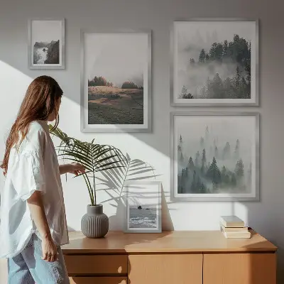 Set de 5 cuadros para salón con vistas naturales a la montaña y al mar