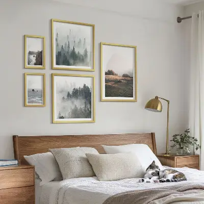 Set de 5 cuadros para salón con vistas naturales a la montaña y al mar