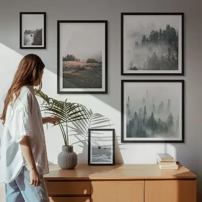Set de 5 cuadros para salón con vistas naturales a la montaña y al mar