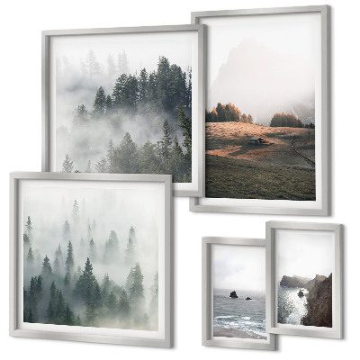 Set de 5 cuadros para salón Vistas naturales a la montaña y al mar