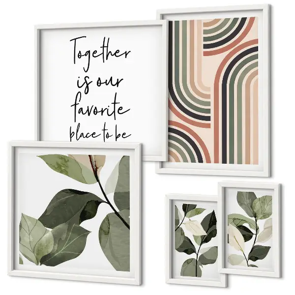 Conjunto de cuadros decorativos con elegantes detalles florales geométricos