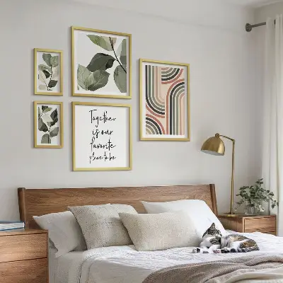Conjunto de cuadros decorativos con elegantes detalles florales geométricos
