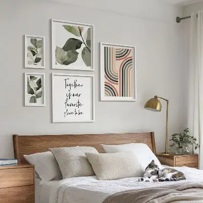 Conjunto de cuadros decorativos con elegantes detalles florales geométricos