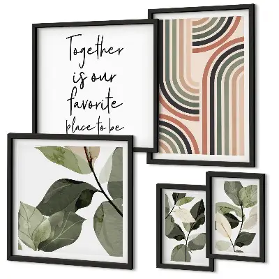 Conjunto de cuadros decorativos con elegantes detalles florales geométricos