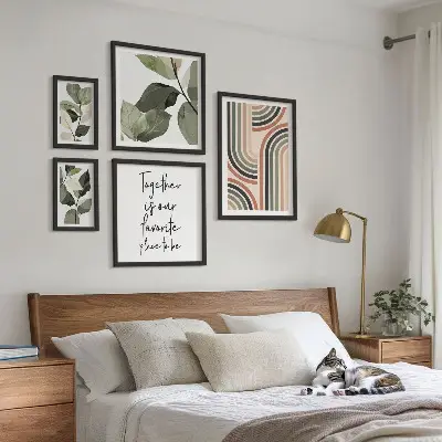 Conjunto de cuadros decorativos con elegantes detalles florales geométricos