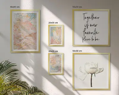 Conjunto de cuadros decorativos con flores abstractas y frases