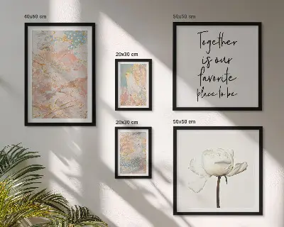 Conjunto de cuadros decorativos con flores abstractas y frases