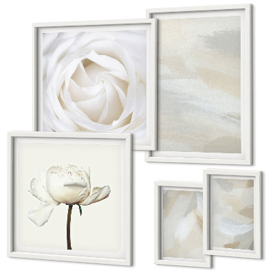 Set de 5 cuadros para salón Inspiraciones florales blancas