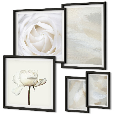 Set de 5 cuadros para salón Inspiraciones florales blancas