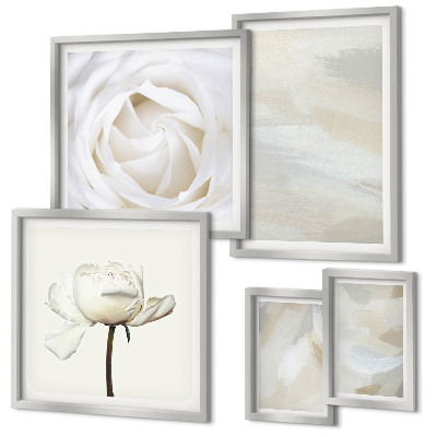 Set de 5 cuadros para salón Inspiraciones florales blancas