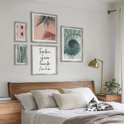 Conjunto de cuadros decorativos con diseño de interiores geométricos