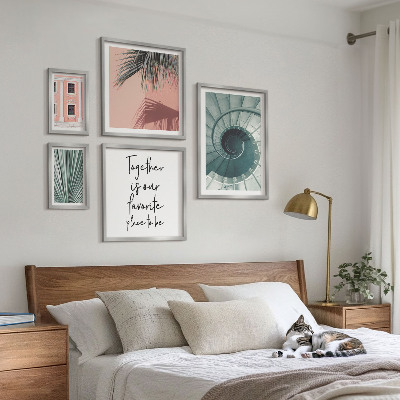Conjunto de cuadros decorativos Interiores geométricos con estilo