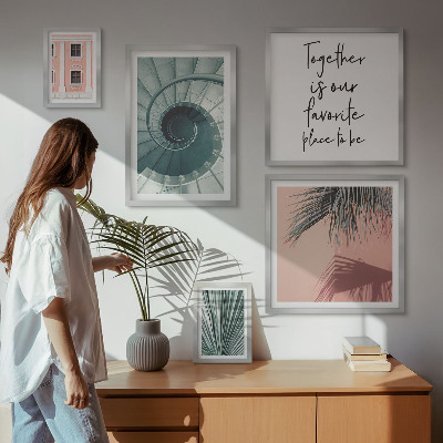 Conjunto de cuadros decorativos Interiores geométricos con estilo