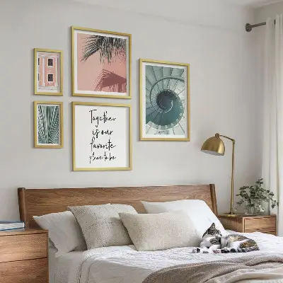 Conjunto de cuadros decorativos con diseño de interiores geométricos
