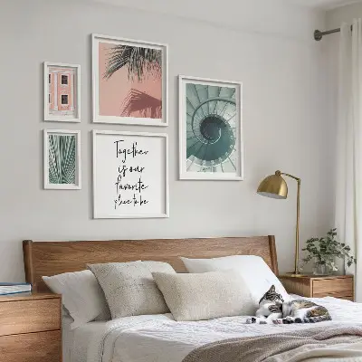 Conjunto de cuadros decorativos con diseño de interiores geométricos