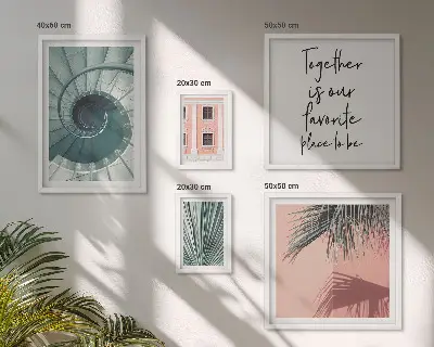 Conjunto de cuadros decorativos con diseño de interiores geométricos