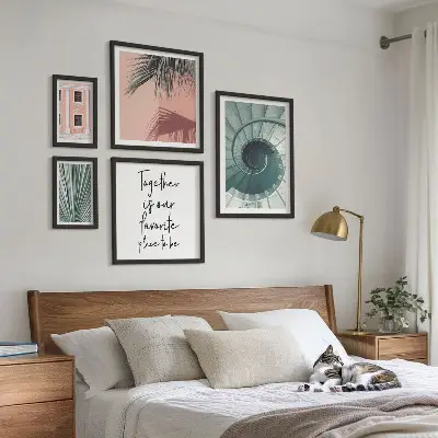 Conjunto de cuadros decorativos con diseño de interiores geométricos