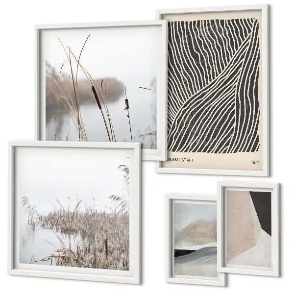Set de 5 cuadros decorativos para salón con diseño de arte minimalista de la naturaleza