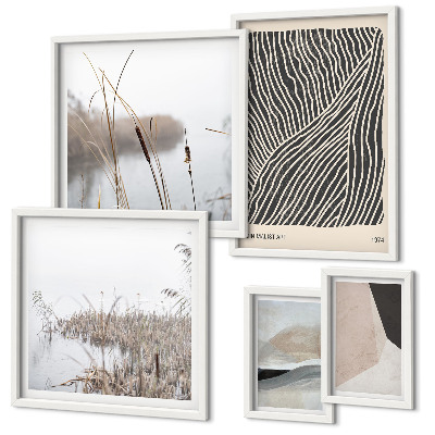 Set de 5 cuadros para salón Arte minimalista de la naturaleza