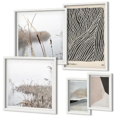 Set de 5 cuadros decorativos para salón con diseño de arte minimalista de la naturaleza