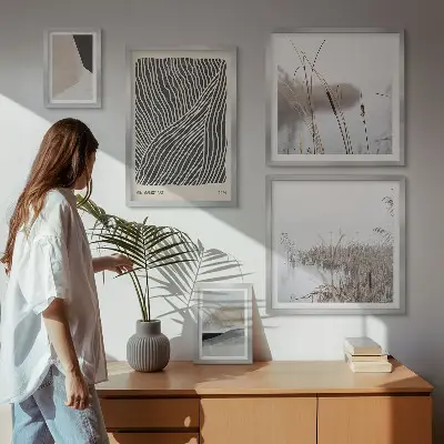 Set de 5 cuadros decorativos para salón con diseño de arte minimalista de la naturaleza