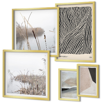 Set de 5 cuadros para salón Arte minimalista de la naturaleza