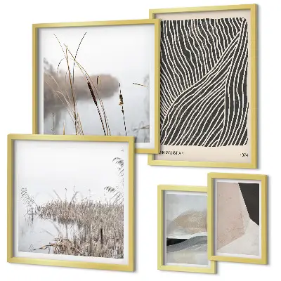 Set de 5 cuadros decorativos para salón con diseño de arte minimalista de la naturaleza