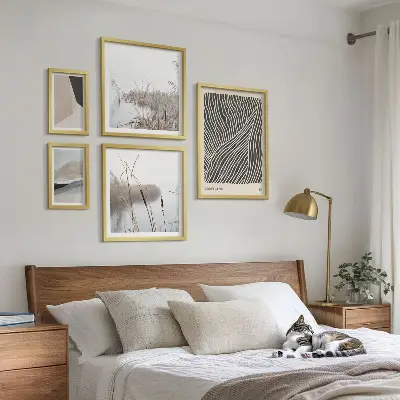 Set de 5 cuadros decorativos para salón con diseño de arte minimalista de la naturaleza