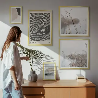 Set de 5 cuadros decorativos para salón con diseño de arte minimalista de la naturaleza