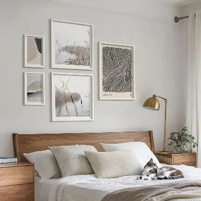 Set de 5 cuadros decorativos para salón con diseño de arte minimalista de la naturaleza