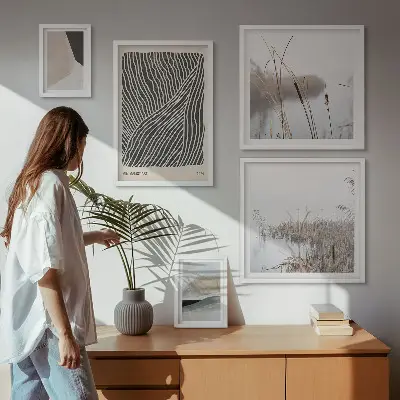 Set de 5 cuadros decorativos para salón con diseño de arte minimalista de la naturaleza