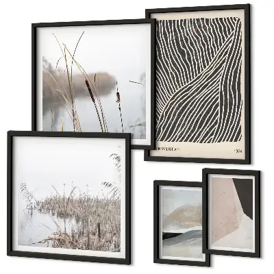 Set de 5 cuadros decorativos para salón con diseño de arte minimalista de la naturaleza