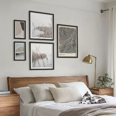 Set de 5 cuadros decorativos para salón con diseño de arte minimalista de la naturaleza
