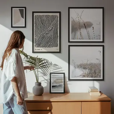 Set de 5 cuadros decorativos para salón con diseño de arte minimalista de la naturaleza
