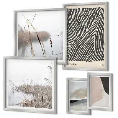 Set de 5 cuadros decorativos para salón con diseño de arte minimalista de la naturaleza