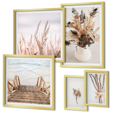 Pared galería de arte Plantas secas y agua con estilo