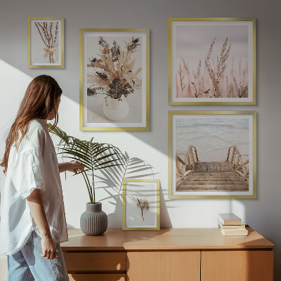 Pared galería de arte Plantas secas y agua con estilo