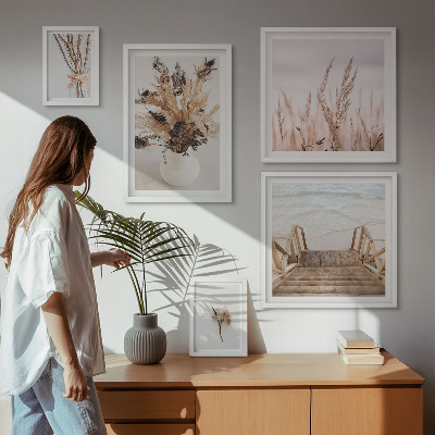 Pared galería de arte Plantas secas y agua con estilo