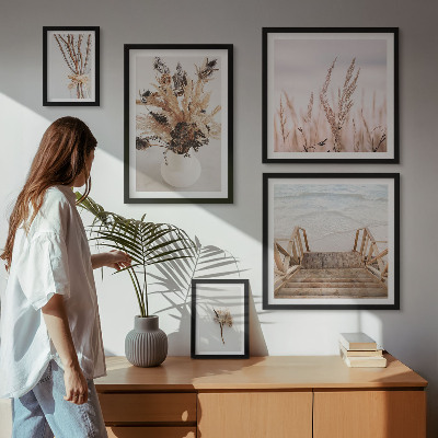 Pared galería de arte Plantas secas y agua con estilo