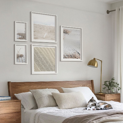 Conjunto de cuadros decorativos motivos playeros minimalistas