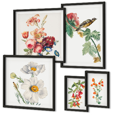 Pared galería de arte Decoraciones vintage con pájaros florales