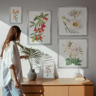 Conjunto de cuadros decorativos con ilustraciones botánicas florales