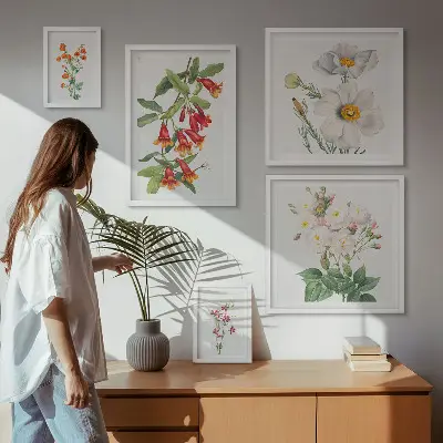 Conjunto de cuadros decorativos con ilustraciones botánicas florales