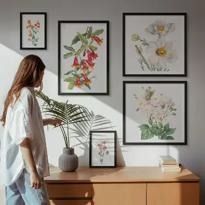 Conjunto de cuadros decorativos con ilustraciones botánicas florales