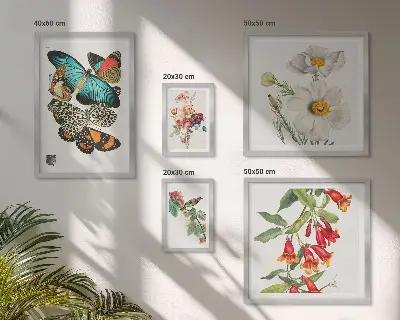 Pared galería de arte decoraciones vintage con flores, mariposas y pájaros