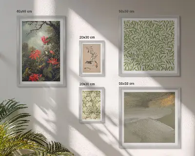 Conjunto de cuadros decorativos con diseño de flores pájaros y motivos naturales