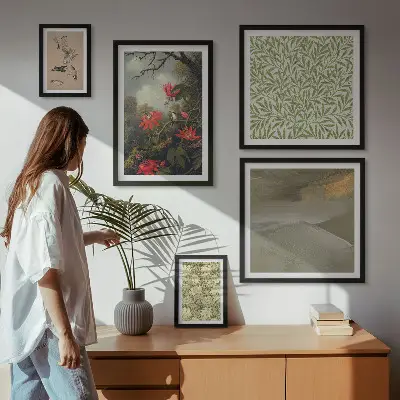 Conjunto de cuadros decorativos con diseño de flores pájaros y motivos naturales