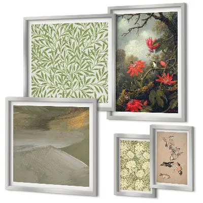 Conjunto de cuadros decorativos con diseño de flores pájaros y motivos naturales