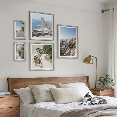Set de 5 cuadros para salón Vistas pintorescas de Santorini